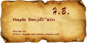 Hayde Benjámin névjegykártya
